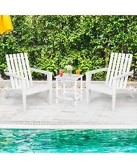 Costway 2PCS Patio Adirondack Chair Side Table Set Solid Wood Garden Deck