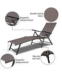 Costway 2PCS Pool Chaise Lounge Chair Recliner Outdoor Patio Furniture Adjustable New