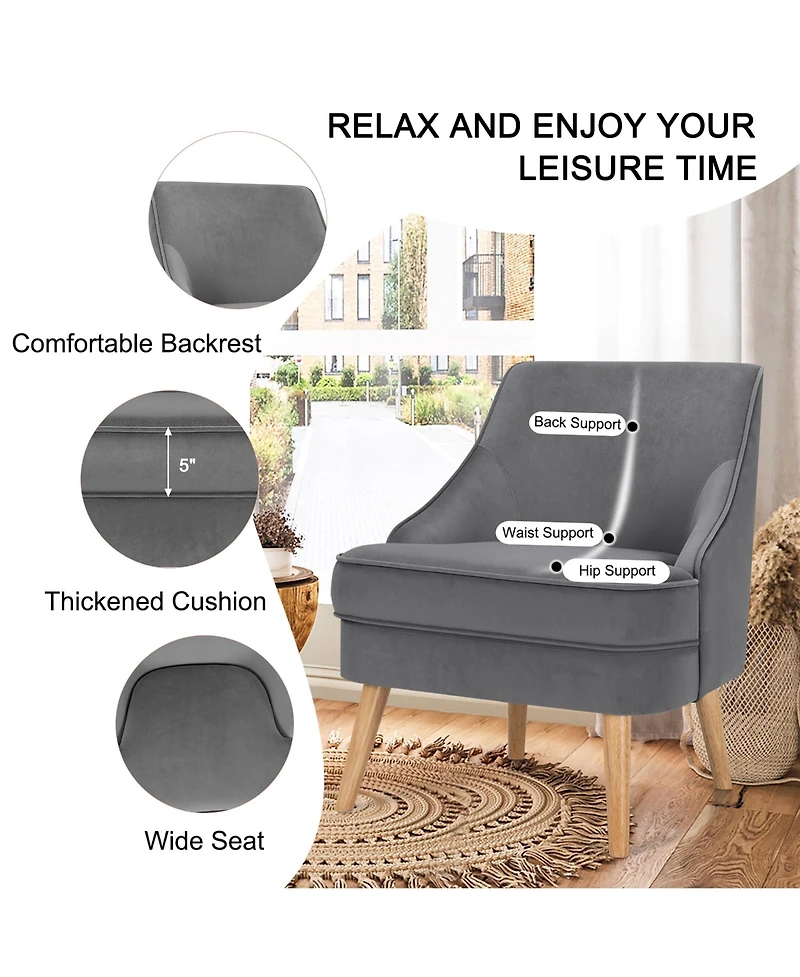 Costway Accent Chair Velvet Upholstered Single Sofa with Legs