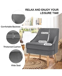 Costway Accent Chair Velvet Upholstered Single Sofa with Legs