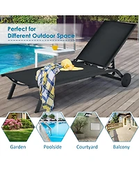 Costway Outdoor Patio Lounge Chair Chaise Reclining Aluminum Fabric Adjustable
