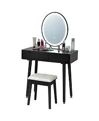 Costway Vanity Makeup Table Touch Screen Dressing Stool Set
