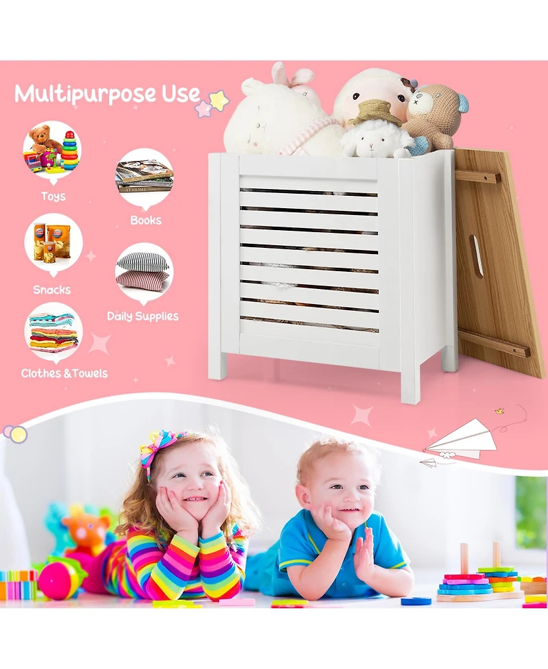 Wooden Toy Storage Organizer Kids Toy Chest W/Lid