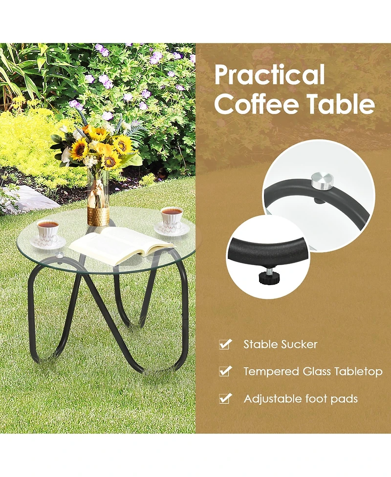 Costway 3PCS Patio Rattan Furniture Set Conversational Sofa Coffee Table Garden