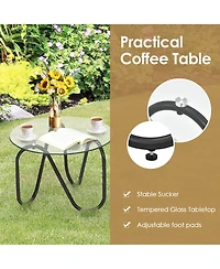 Costway 3PCS Patio Rattan Furniture Set Conversational Sofa Coffee Table Garden