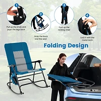 Costway Foldable Rocking Padded Chair Portable Camping