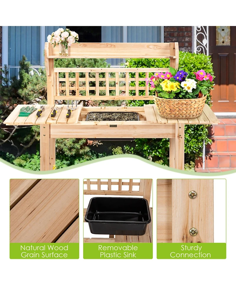 Garden Potting Bench Workstation Table