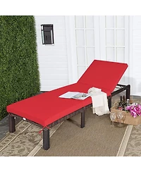 Costway Outdoor Rattan Lounge Chair Chaise Recliner Adjustable Cushioned Patio
