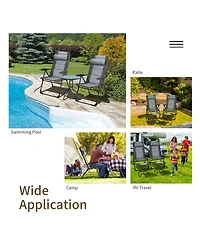 4PCS Patio Folding Dining Chair Ottoman Set Recliner Adjustable