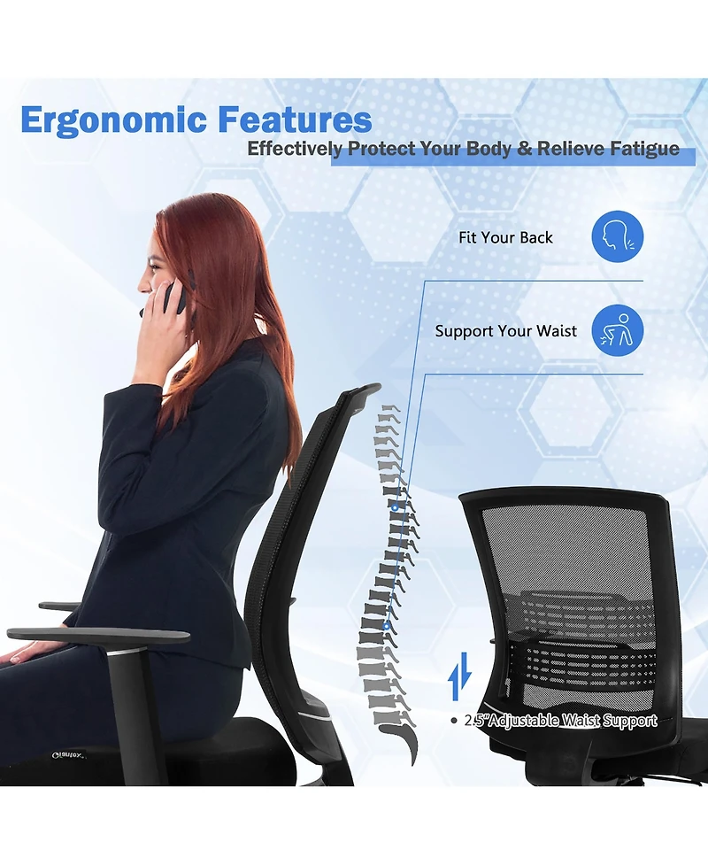 Mesh Office Chair Mid Back Task Chair Height Adjustable