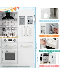 Sugift Wooden Kid's Corner Kitchen Playset with Stove for Toddlers