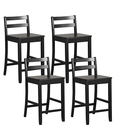 24-Inch Wooden Bar Stools Set of 4 with Ergonomic Backrest Counter Height