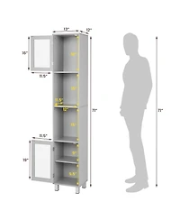 71'' Tall Tower Bathroom Storage Cabinet Organizer Display Shelves Bedroom