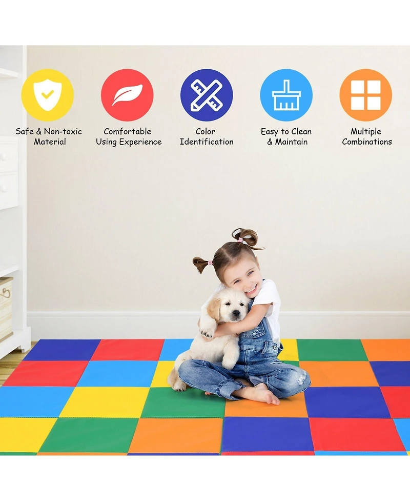 Slickblue 58 Inch Toddler Foam Play Mat Baby Folding Activity Floor Mat