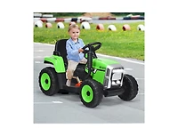 Slickblue 12V Ride on Tractor with 3-Gear-Shift Ground Loader for Kids 3+ Years Old