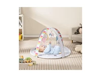 Slickblue Baby Play Gym Mat 7-in-1 Tummy Time Activity Mat with 5 Detachable Toys-Multicolor