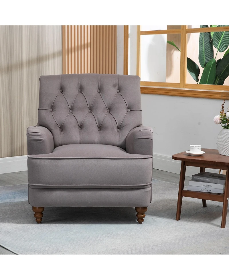 Mondawe Ergonomic High-End Fabric Accent Chair with Rubber Wooden Legs and Armrests