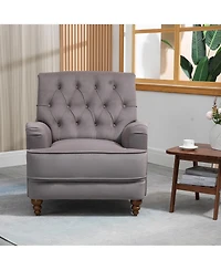 Mondawe Ergonomic High-End Fabric Accent Chair with Rubber Wooden Legs and Armrests