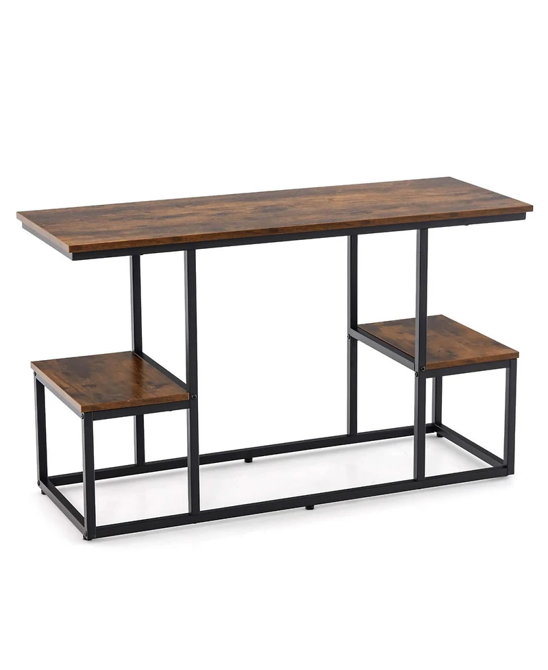 Rustic Tv Console Table for 50" TVs Industrial Sofa Table with Open Storage Shelves