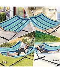 Patio Hammock Foldable Portable Swing Chair Bed with Detachable Pillow