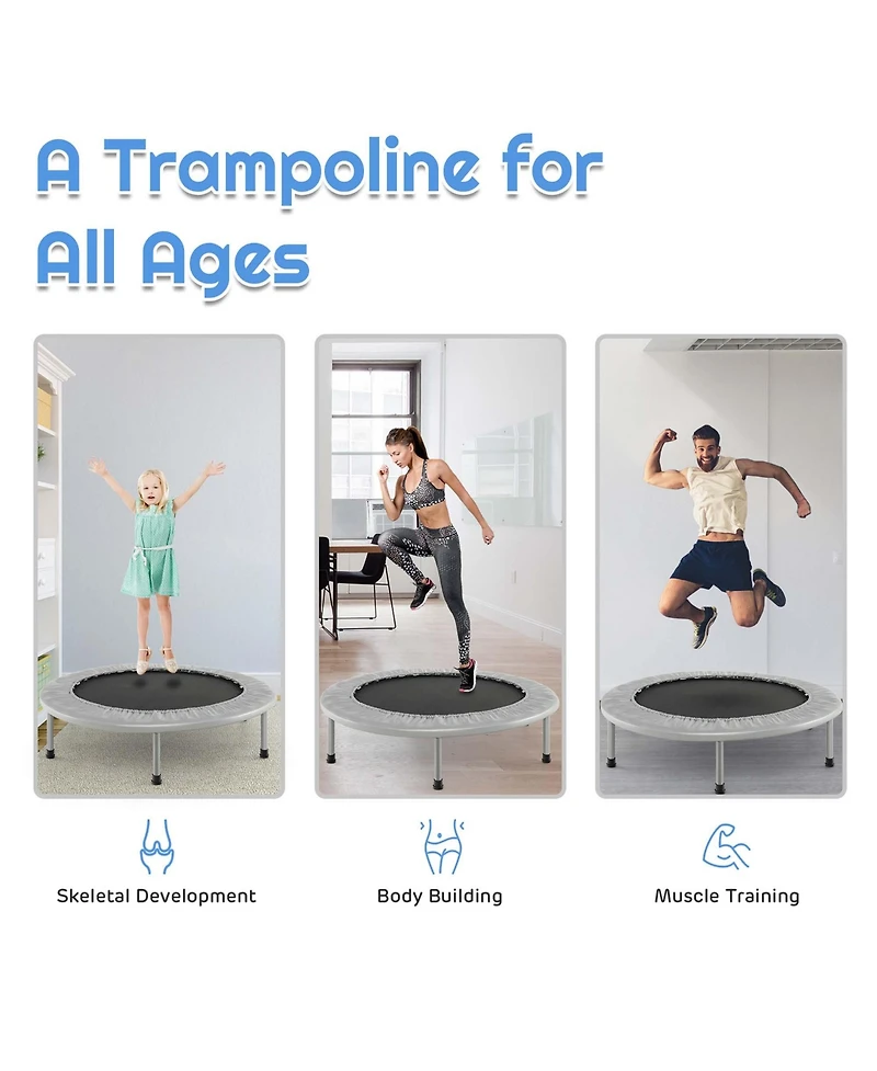 38" Mini Folding Trampoline Portable Recreational Fitness Rebounder