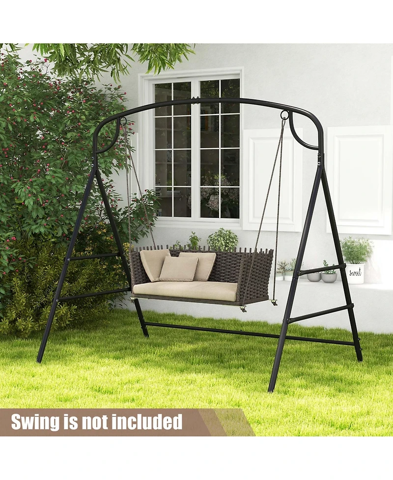 Costway Patio Metal Swing Stand Heavy-Duty A-Shaped Swing Frame with Double Side Bars