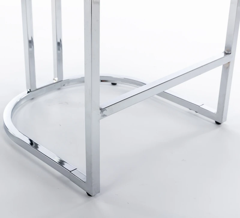 Streamdale Furniture Velvet Bar Stools Set of 2 with Chromed Metal Base Legs