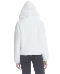 Members Only Women's Faux Rabbit Fur Reversible Bomber Looney Tunes Satin Mashup Print Lining Jacket