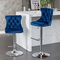 Simplie Fun Adjustable Swivel Velvet Bar Stools with Backs (Set of 2)