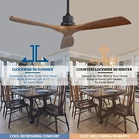 52 Inch Outdoor Farmhouse Ceiling Fan With Remote Carved Wood Fan Blade Reversible Motor