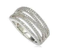 Suzy Levian Sterling Silver Cubic Zirconia Multi Row Ring