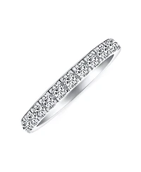 Bling Jewelry Cubic Zirconia Tiny Round Cz Half Eternity Ring Thin Band .925 Sterling Silver 1MM Stackable Rings