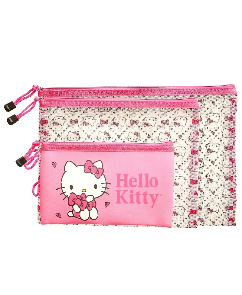 Hello Kitty Sanrio Quilt Pattern 3 Pack Travel Pouch Set