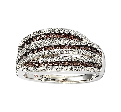 Suzy Levian Sterling Silver Cubic Zirconia Stripe Ring