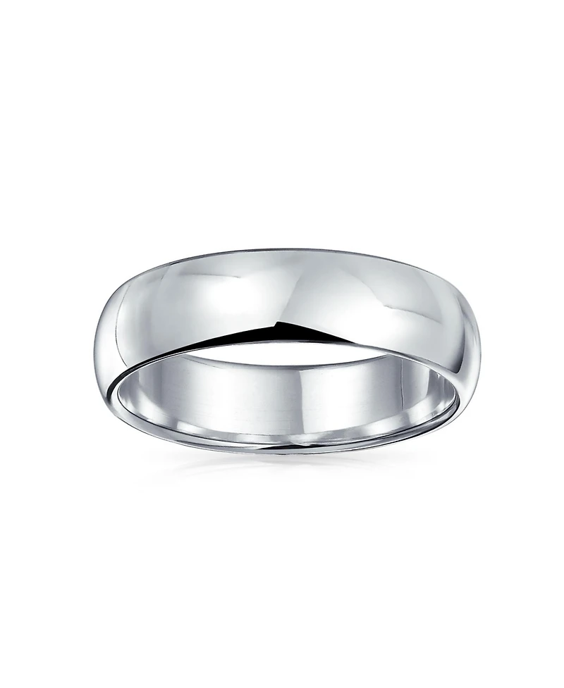 Bling Jewelry Plain Simple Dome Couples Sterling Silver Band Ring 5MM