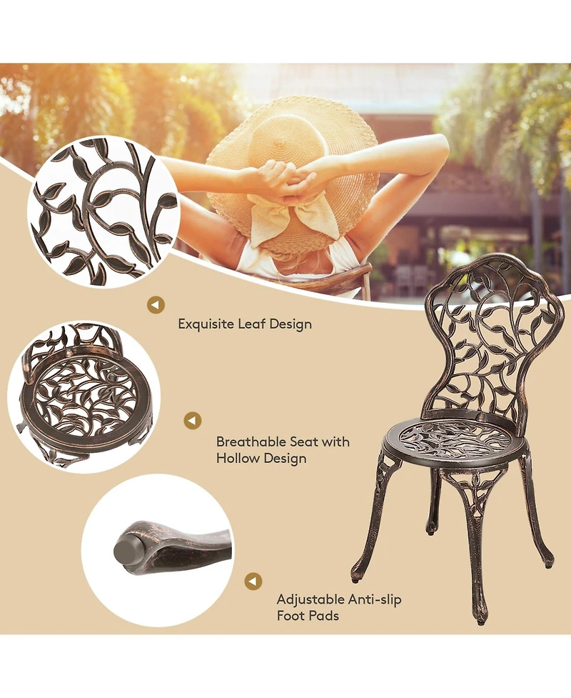 3 Pieces Cast Aluminum Bistro Set