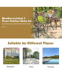 3 Pieces Cast Aluminum Bistro Set