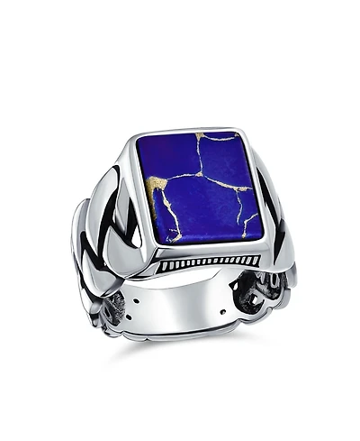 Bling Jewelry Braided Cable Wheat Wide Link Chain Band Large s Rectangle Statement Signet Ring Sterling Silver