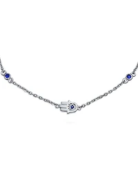 Bling Jewelry Tiny Minimalist Simple Evil Eye Charm Bracelet Cubic Zirconia Cz Sterling Silver Extender