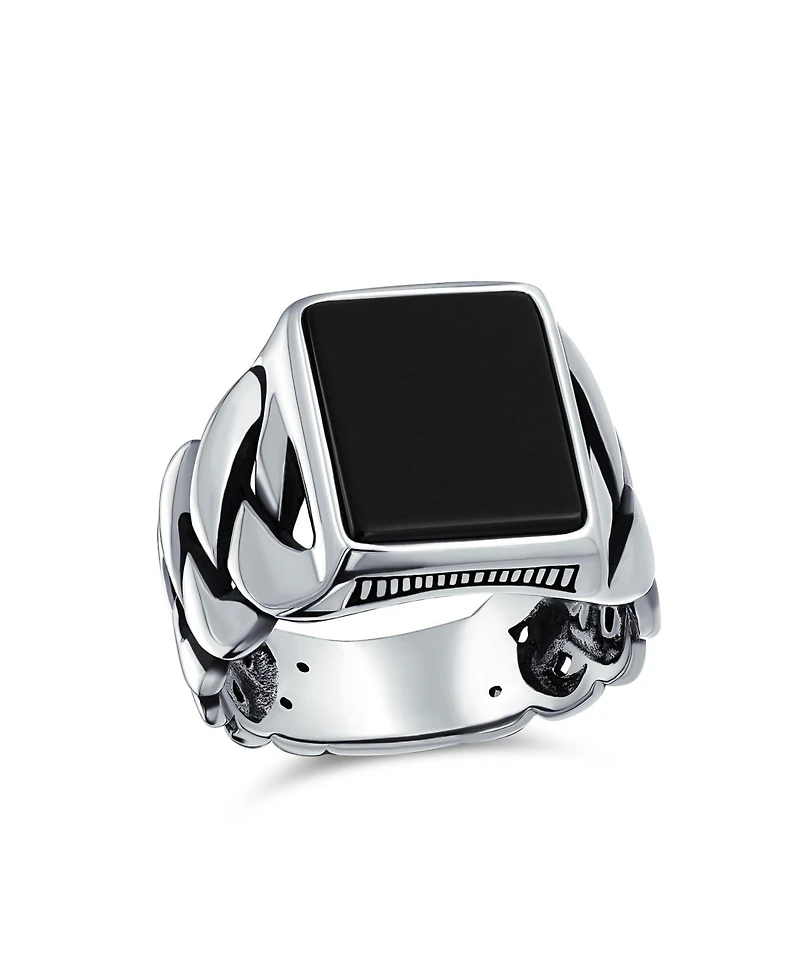 Bling Jewelry Braided Cable Wheat Wide Link Chain Band Large s Rectangle Statement Signet Ring Sterling Silver