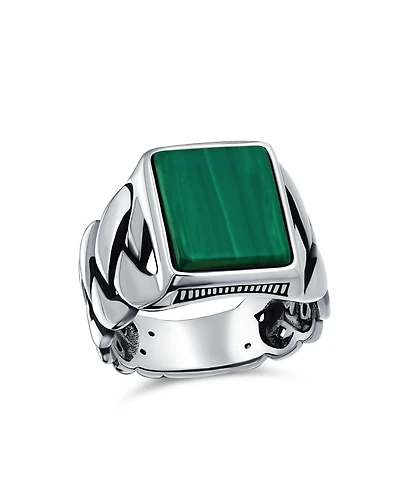 Bling Jewelry Braided Cable Wheat Wide Link Chain Band Large s Rectangle Statement Signet Ring Sterling Silver