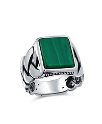 Bling Jewelry Braided Cable Wheat Wide Link Chain Band Large s Rectangle Statement Signet Ring Sterling Silver