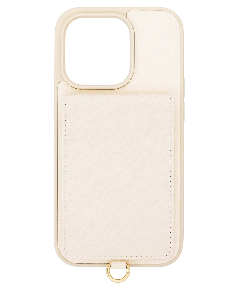 Anne Klein Women's Ivory Saffiano Leather Case designed for iPhone 15 Pro Max