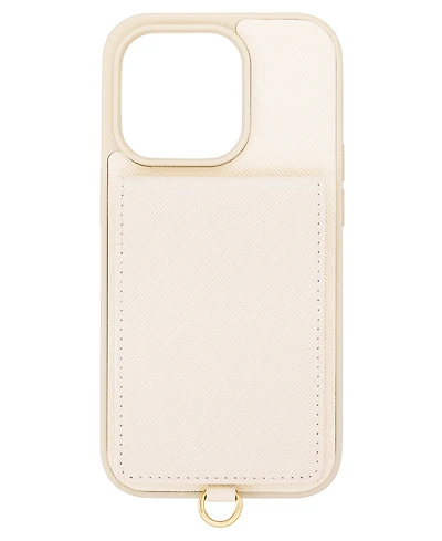 Anne Klein Women's Ivory Saffiano Leather Case designed for iPhone 15 Pro Max