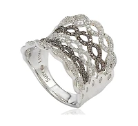 Suzy Levian Sterling Silver Cubic Zirconia Pave Interweaving Ring