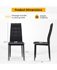 Set of 4 Fabric Dining Chairs Set with Upholstered Cushion and High Back