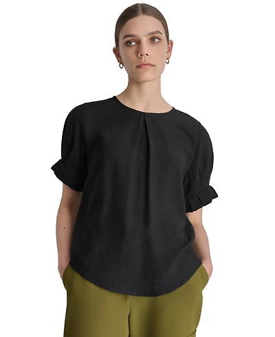 Dkny Women's Puff-Sleeve Pleated Blouse