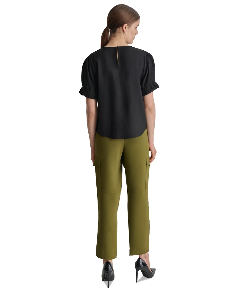 Dkny Women's Puff-Sleeve Pleated Blouse