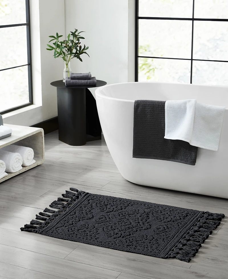 Jean Pierre New York Ricardo Fringe Cotton Bath Rug 17" x 31"