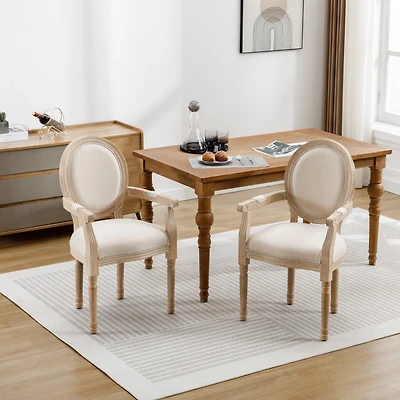 Streamdale Furniture French Style Solid Wood Dining Chair, Set Of 2, Cream